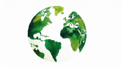 Green and white watercolor globe art highlighting environmental awareness and sustainability for Earth Day with a focus on greenery