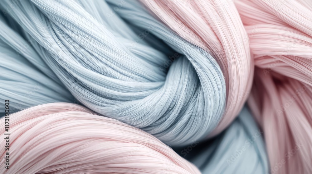 Poster soft abstract background concept. soft and smooth strands of pastel colored yarn in gentle swirls an
