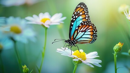 Butterfly Landing on a Daisy