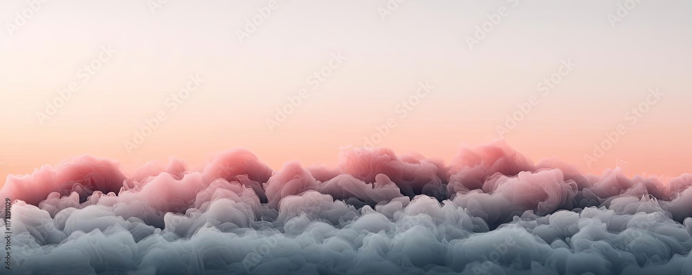 Poster smoke abstract background idea. a serene view of pastel clouds during sunset, creating a tranquil at