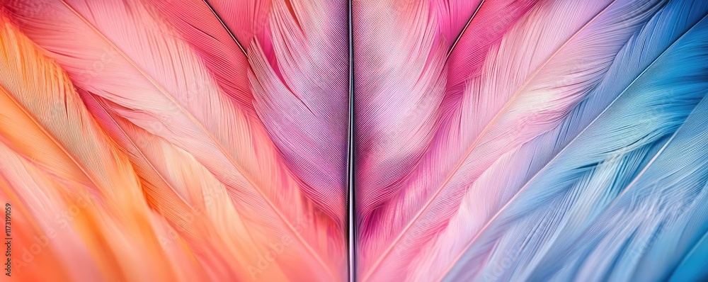 Poster feather abstract background concept. abstract feather design in vibrant colors showcasing fluid shap