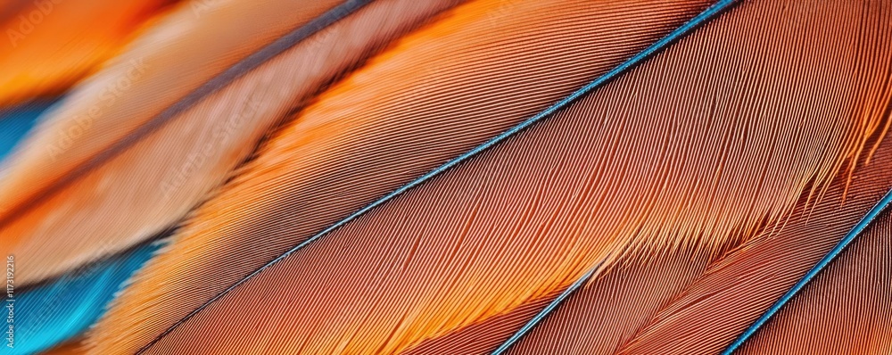 Poster feather abstract background concept. close-up of vibrant feathers showcasing intricate details and r
