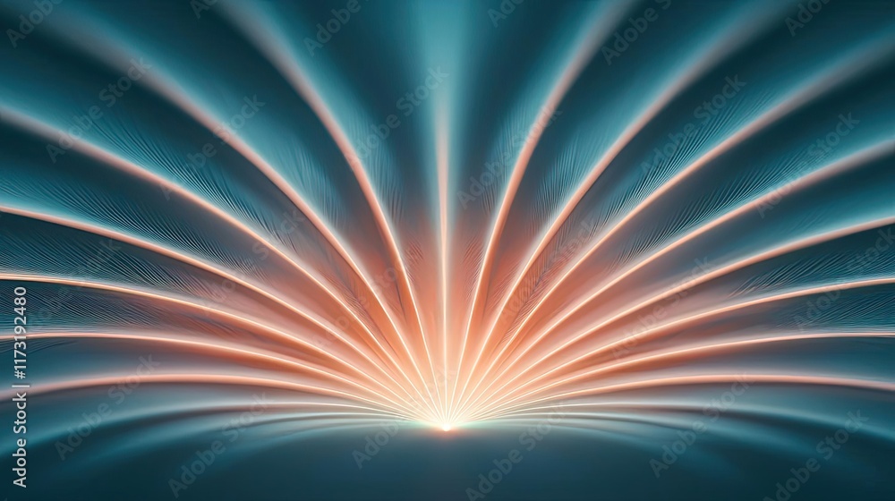 Poster feather abstract background concept. a vibrant abstract image featuring radiant waves of light in so