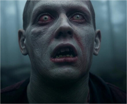 Zombie face with horrifying eyes 