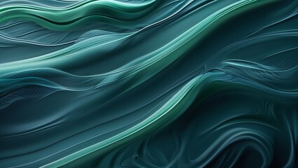 A Mesmerizing Dark Blue-Green Abstract Background, Filled with Smooth Swirls and Fluid Shapes, Evoking a Sense of Calm and Mystery in a Futuristic Style