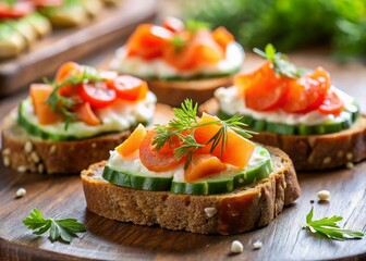 Delicious Salmon Cream Cheese Rye Sandwiches - Tilt-Shift Photography