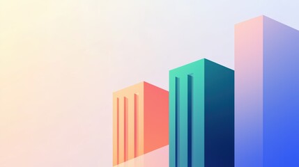 Abstract geometric shapes representing business growth and progress in pastel tones