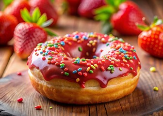 Delicious Strawberry Sprinkle Donut &ndash; Sweet Pastry Treat