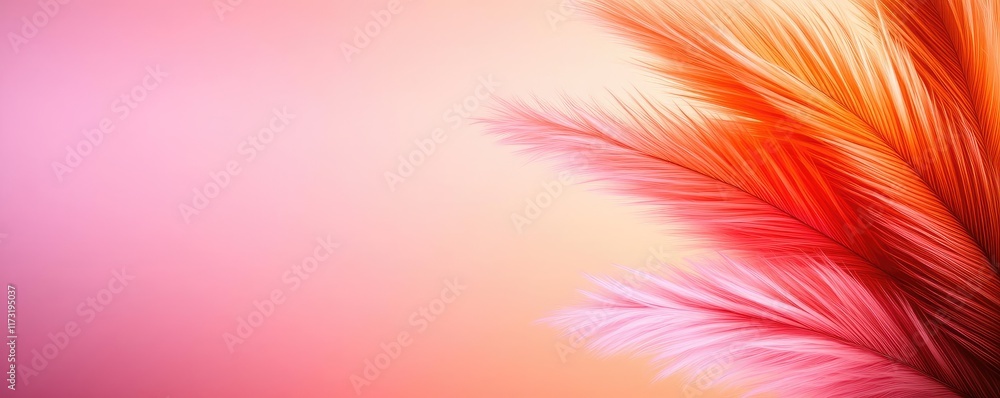 Poster soft abstract background concept. a vibrant display of colorful feathers against a soft, gradient ba