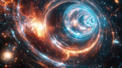 Visualized gravitational pull in an abstract digital art style, featuring curved lines, shimmering colors, and a sense of depth.