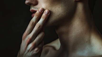 Fototapeta premium Whispering gesture with hand near mouth and ear