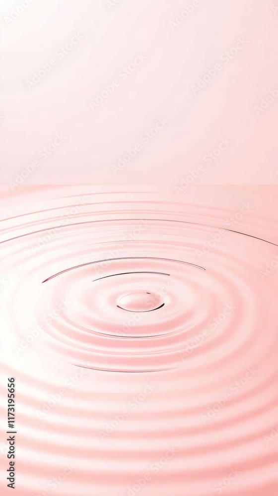 Poster Pink water surface with concentric ripples generated by a central drop, creating a soothing and visually appealing pattern, ideal for backgrounds related to liquids, cosmetics, or abstract designs