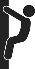 Isolated pictogram shows a stick figure climbing a fence, graphic element crime in progress, do not climb fence