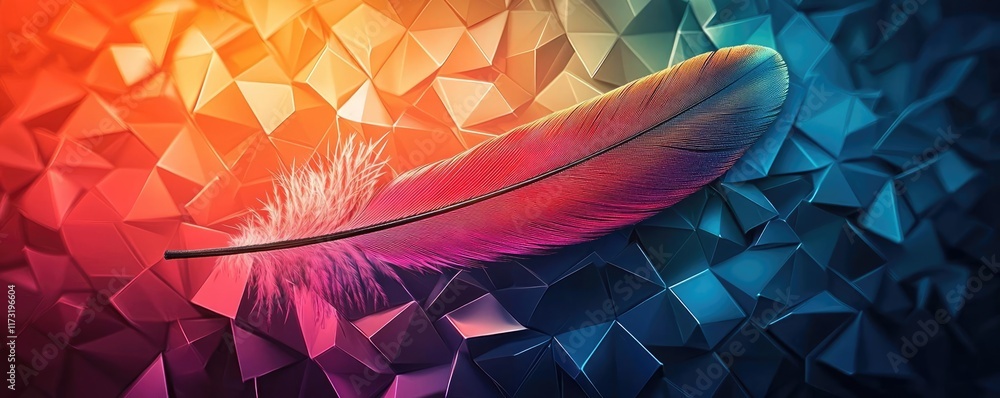 Poster feather abstract background concept. a vibrant abstract background featuring a colorful feather on a
