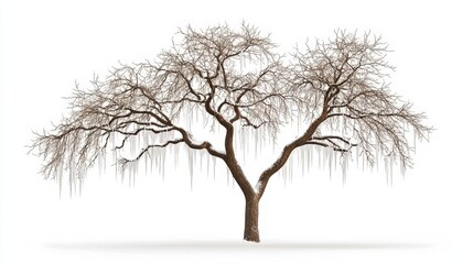 Obraz premium Snow covered branches with icicles hanging from a tree