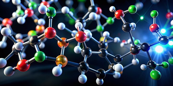 Dicamba Herbicide Molecular Structure: 3D Model Silhouette Microscopy View