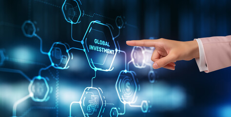 Global Investment Universal background. Double exposure finance and business concept