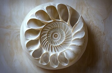 Obraz premium A stunning, detailed spiral shell showcasing natural beauty and intricate patterns, symbolizing harmony and nature's design.