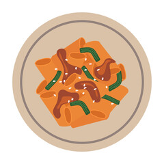Vector Flat Illustrated Pasta and Salad Combinations