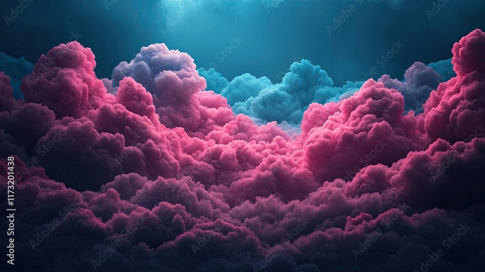 Poster soft abstract background concept. vibrant pink clouds illuminated by soft light create a dreamy atmo