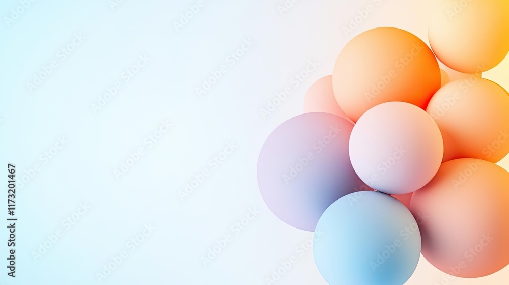 Poster soft abstract background concept. abstract colorful spheres create a vibrant and modern design backg
