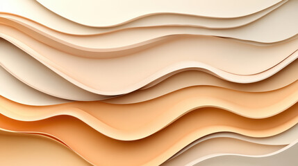 Fototapeta premium Soft latte tone wave gradient with flowing layers creates serene and elegant abstract design, featuring smooth transitions and warm, calming aesthetic