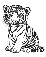 Obraz premium Cute tiger coloring page for kids, Animals coloring book