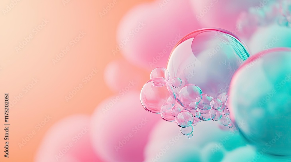 Poster soft abstract background concept. colorful bubbles on a soft gradient background, creating a dreamy 