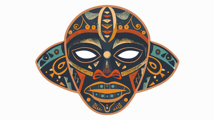 African Tribal Mask with Open Mouth and Closed Eyes