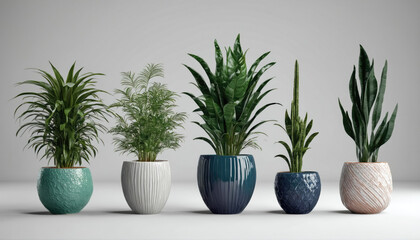Fototapeta premium Stylish indoor plants arranged in decorative pots showcasing modern home decor ideas