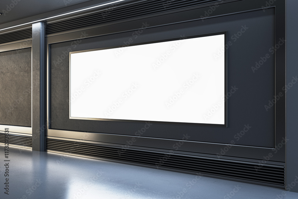 Aufkleber modern gallery interior with blank display wall. 3d rendering