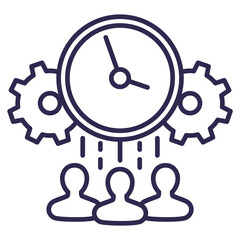 teamwork and deadline line icon on white
