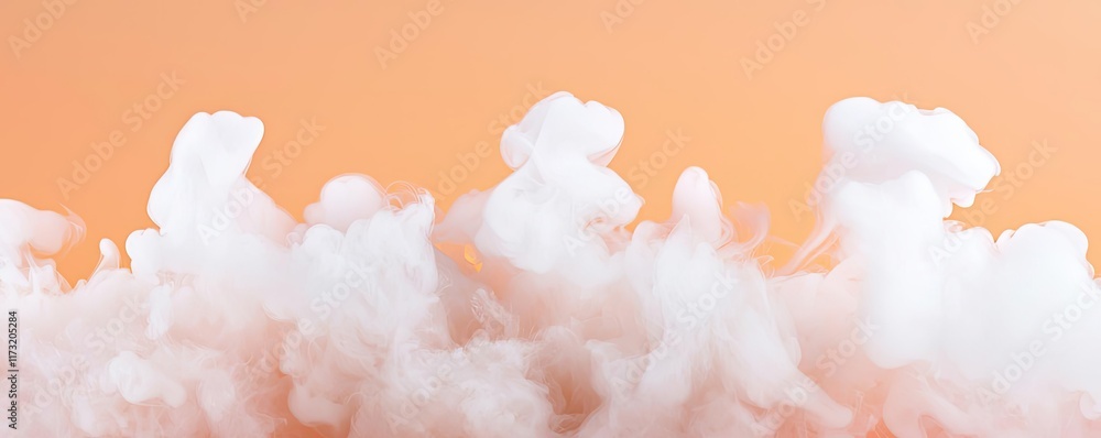 Poster smoke abstract background idea. soft pink clouds on an orange background create a serene and dreamy 