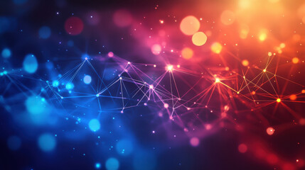Vibrant network background with colorful lights and connections