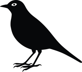 Black bird silhouette vector displayed on a white background