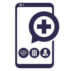 Obraz premium Telemedicine, online medical consultation app icon on white
