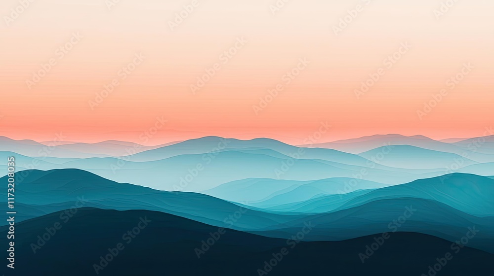 Poster smoke abstract background idea. breathtaking view of misty mountains at sunrise with a soft color gr