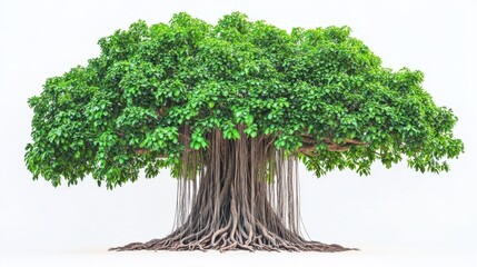 Fototapeta premium Lush Green Tree With Extensive Aerial Roots