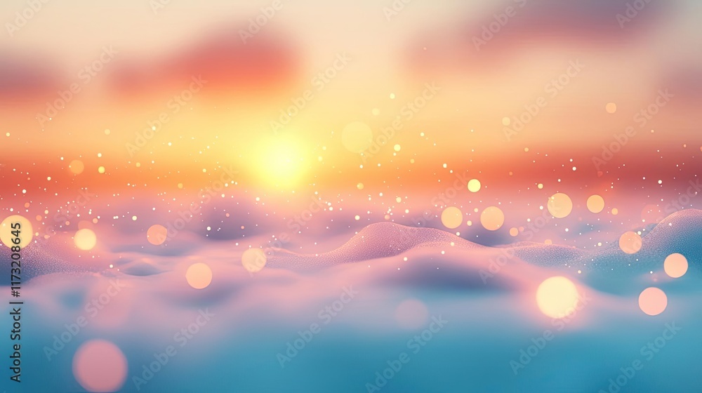 Poster smoke abstract background idea. a serene sunset over soft clouds, creating a dreamy and tranquil atm