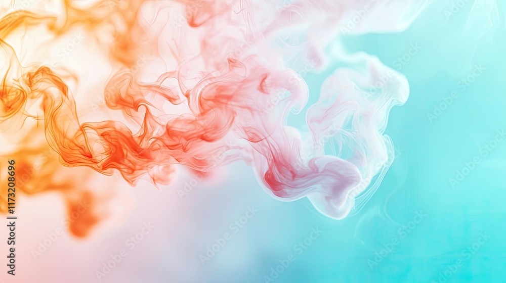 Poster smoke abstract background idea. a vibrant swirl of colorful smoke against a soft gradient background