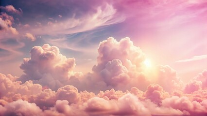 Dreamy Pink Sparkling Cloudscape: Calm Pastel Pink Sky Background for Text