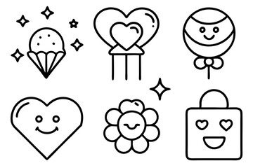 happy valentine day set of icons