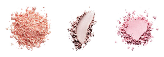 Colorful Powder Cosmetics on Transparent Background
