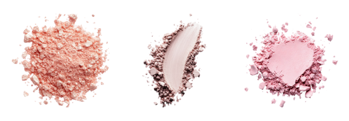 Colorful Powder Cosmetics on Transparent Background