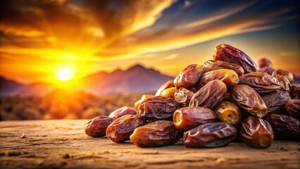 Obraz premium Dried Zahedi Dates Double Exposure Stock Photo: Rich Texture & Golden Hues