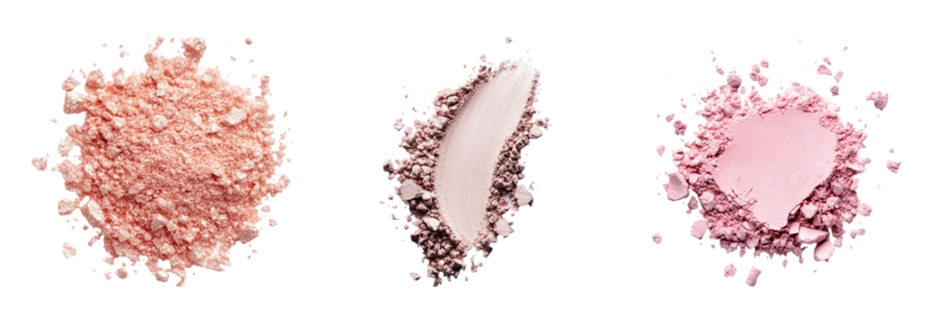 Colorful Powder Cosmetics on Transparent Background