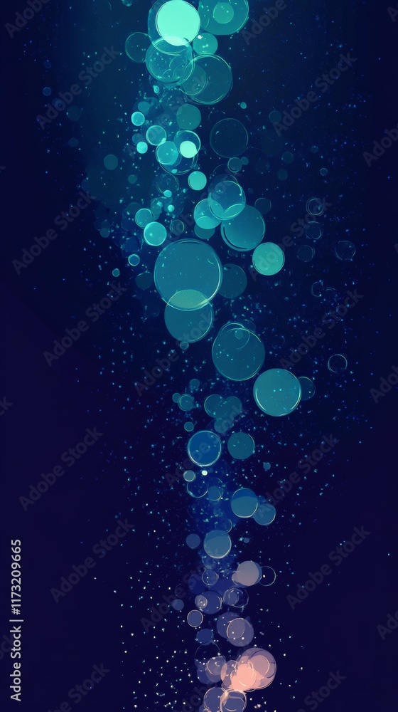 Poster abstract depiction of rippling water with raindrops creating a mesmerizing underwater scene. soft bl