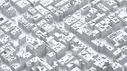 Obraz premium Monochromatic Metropolis: A 3D Cityscape Render