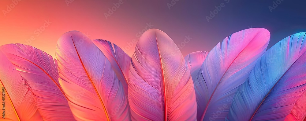 Poster feather abstract background concept. vibrant and colorful feathers display stunning shades and textu