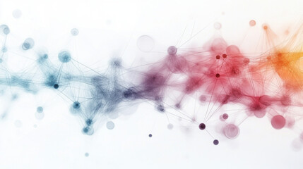Abstract watercolor network background with colorful nodes and lines